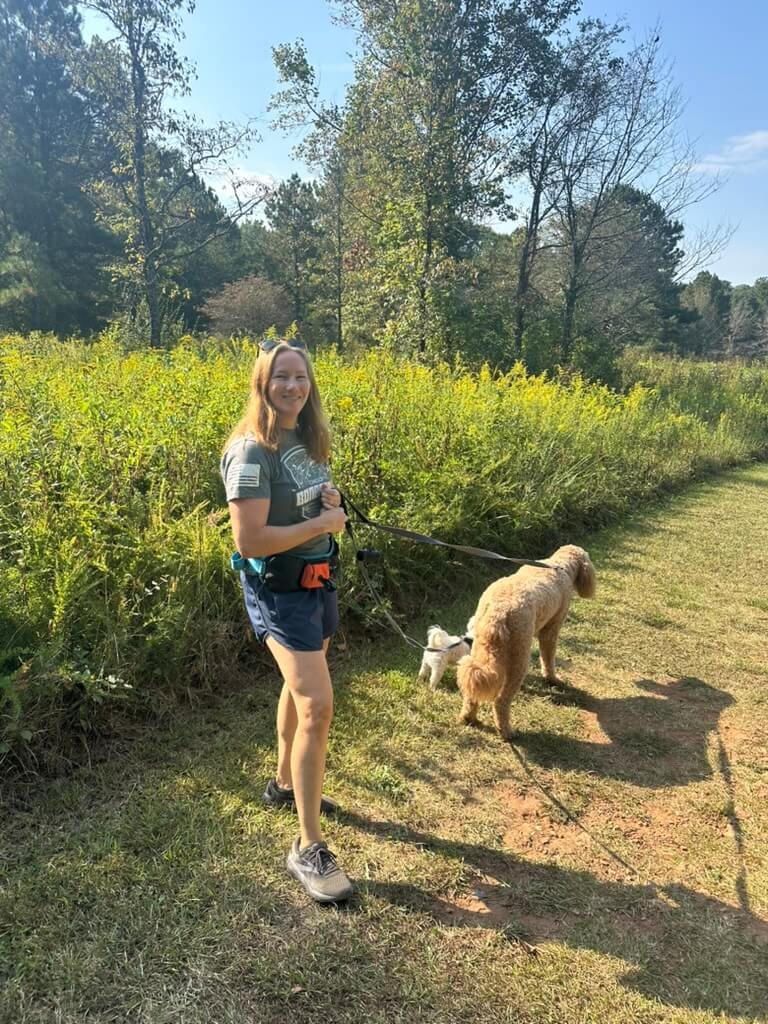 Walking dogs at Leone Price Park in Cobb county