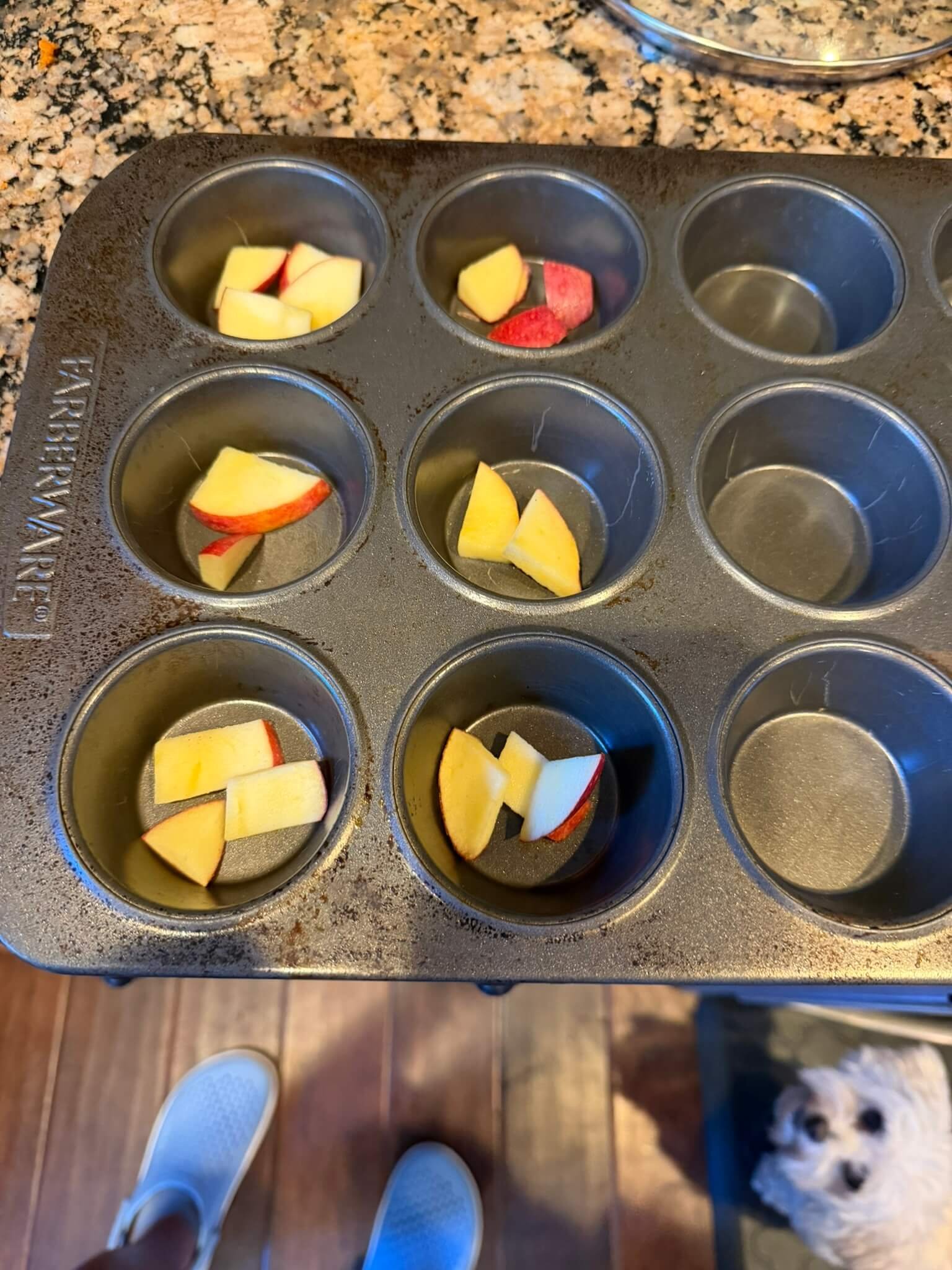 Apples in muffin tin